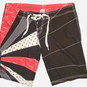 Billabong Black and Red Graphic Swim Shorts